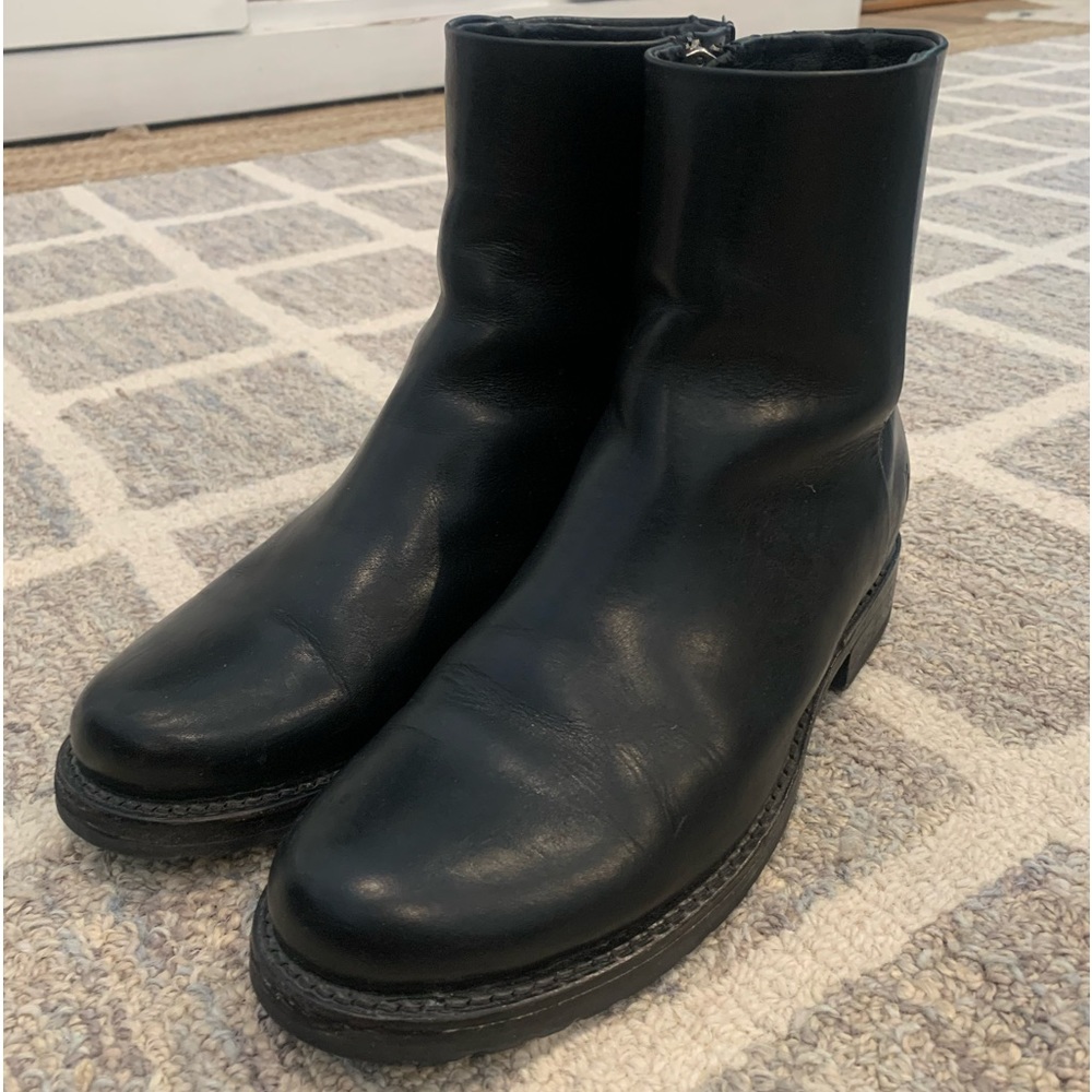 Frye Black Leather Ankle Zip Booties
